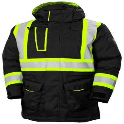 Helly Hansen Alna Polar Parka Hi Vis Jackets for Men with Downfeel Insulation, Detachable Hood, and Fully Taped Construction, 990 Black - X-Large