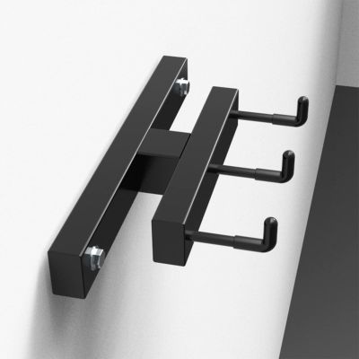 AHDFY Barbell Holder Wall Mount, Barbell Storage Rack with Hooks, Olympic Bar Holder, Gym Organization for Home Gym, Space Saving, Stainless Steel, Matt Black, Save Space in Your Gym
