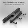 AHDFY Barbell Holder Wall Mount, Barbell Storage Rack with Hooks, Olympic Bar Holder, Gym Organization for Home Gym, Space Saving, Stainless Steel, Matt Black, Save Space in Your Gym view 3