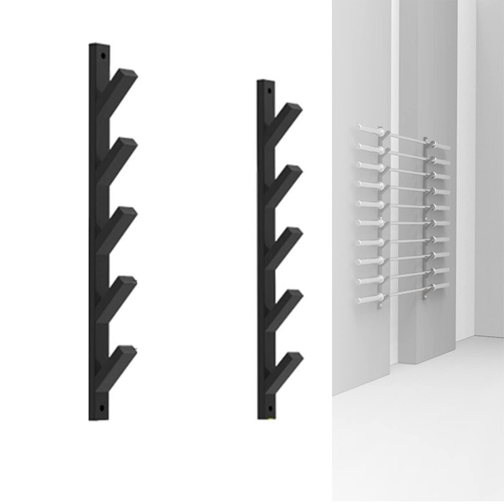 AHDFY Horizontal Barbell Holder Wall Mount, Olympic Barbell Storage Rack, Olympic Bar Holder, Weight Bar Rack,Gym Organization for Home Gym Space Saving, Stainless Steel, Matt Black,5 Layer