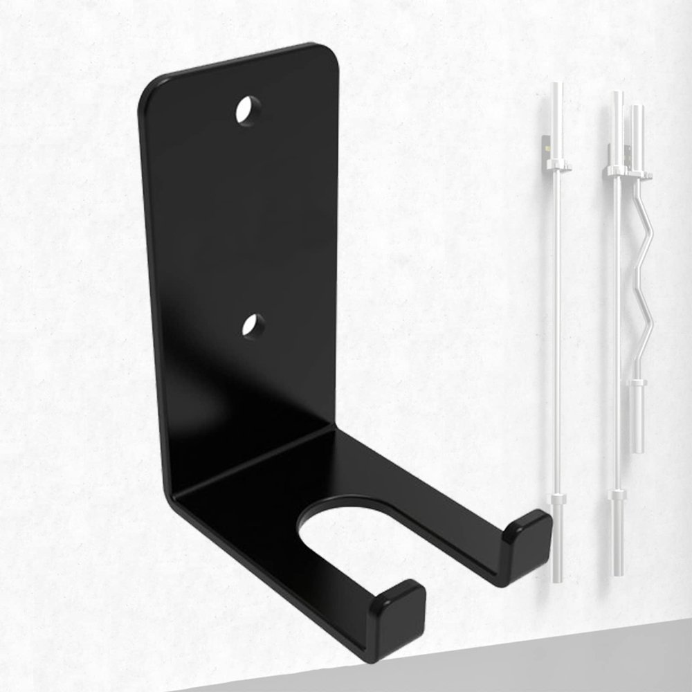 AHDFY Barbell Holder Wall Mount, Olympic Barbell Storage Rack, Olympic Bar Holder, Weight Bar Rack, Gym Organization for Home Gym Space Saving, Stainless Steel, Matt Black,Single