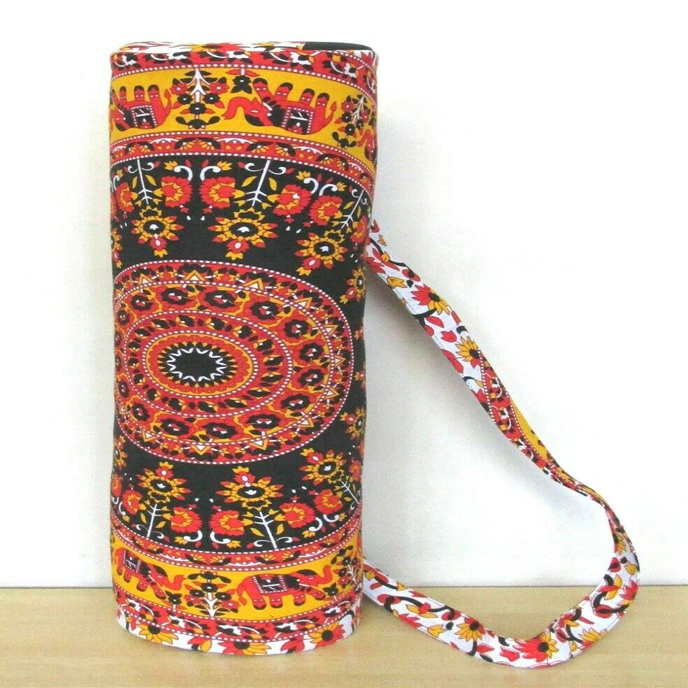 Indian Mandala Yoga Mat Carry Bag Mesh Center portable Strap Carrier for 6mm mat