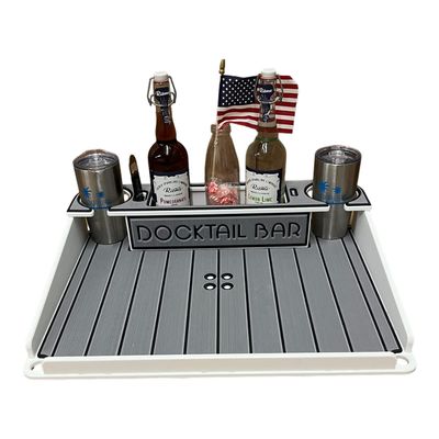 Docktail Bar Utility Boat Table - with Pedestal Adapter Plate (Post/Floor Mount Not Included) | Boat Caddy Organizer, Portable Boat Table and Boat Bar with Cup Holders