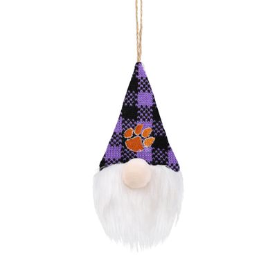 Clemson Tigers NCAA Plaid Hat Plush Gnome Ornament Team Color