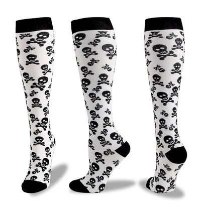 Drincoshow Halloween Christmas Socks Sports Compression Socks Compression Stockings Sport Socks Athletic Socks (s/m,Small skull on white)