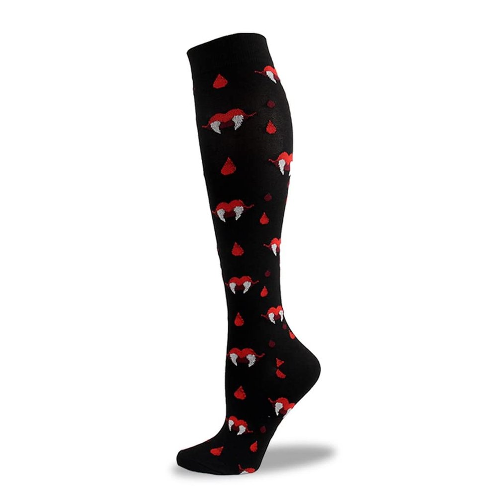 Drincoshow Halloween Christmas Socks Sports Compression Socks Compression Stockings Sport Socks Athletic Socks (l/xl,Bat teeth)
