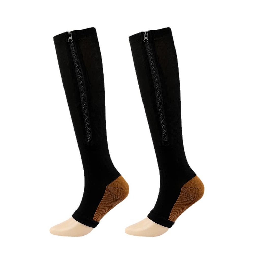 Drincoshow Enhance Your Workout Experience with Athletic Compression Socks (XXL,Copper Black)