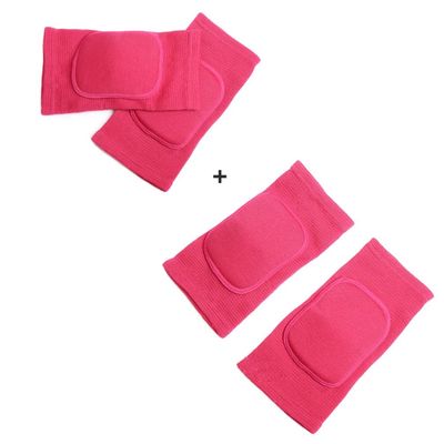 ADLIKES Knee and Elbow Pads Protective Gear Set (4pc) for Cycling Running Volleyball Crashproof Antislip for Toddler Kids Youth Fuchsia XXS