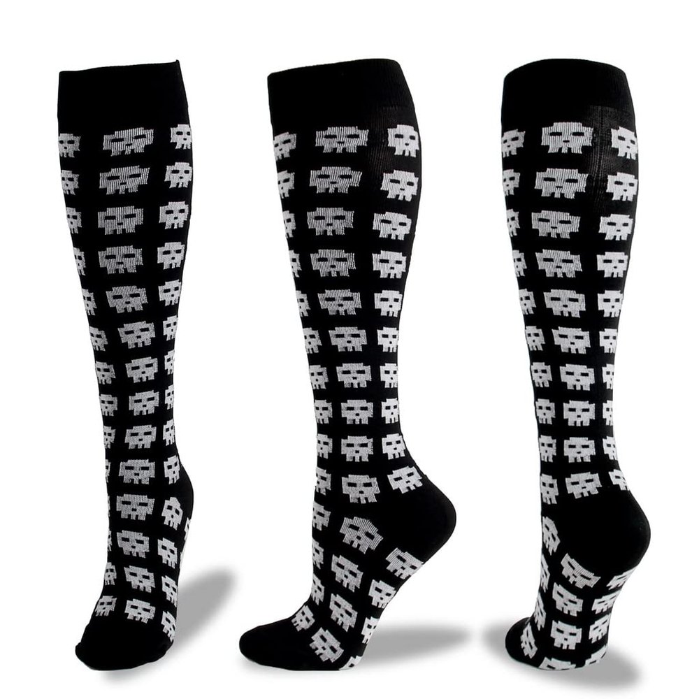 Drincoshow Halloween Christmas Socks Sports Compression Socks Compression Stockings Sport Socks Athletic Socks (l/xl,Small skull)