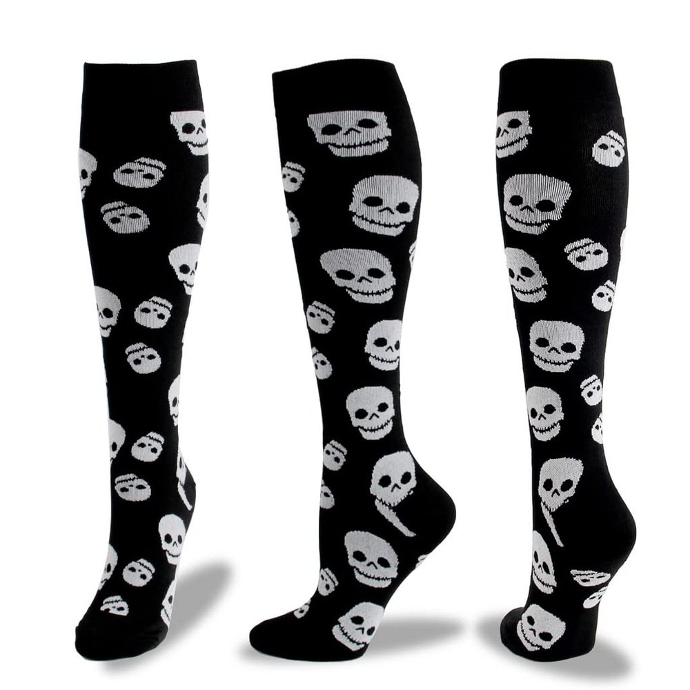 Drincoshow Halloween Christmas Socks Sports Compression Socks Compression Stockings Sport Socks Athletic Socks (l/xl,Big skull compression)
