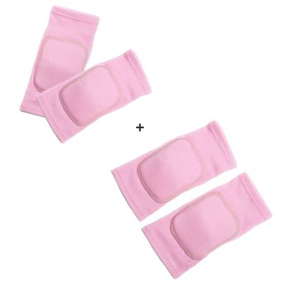 ADLIKES Knee and Elbow Pads Protective Gear Set (4pc) for Cycling Running Volleyball Crashproof Antislip for Toddler Kids Youth Baby Pink S
