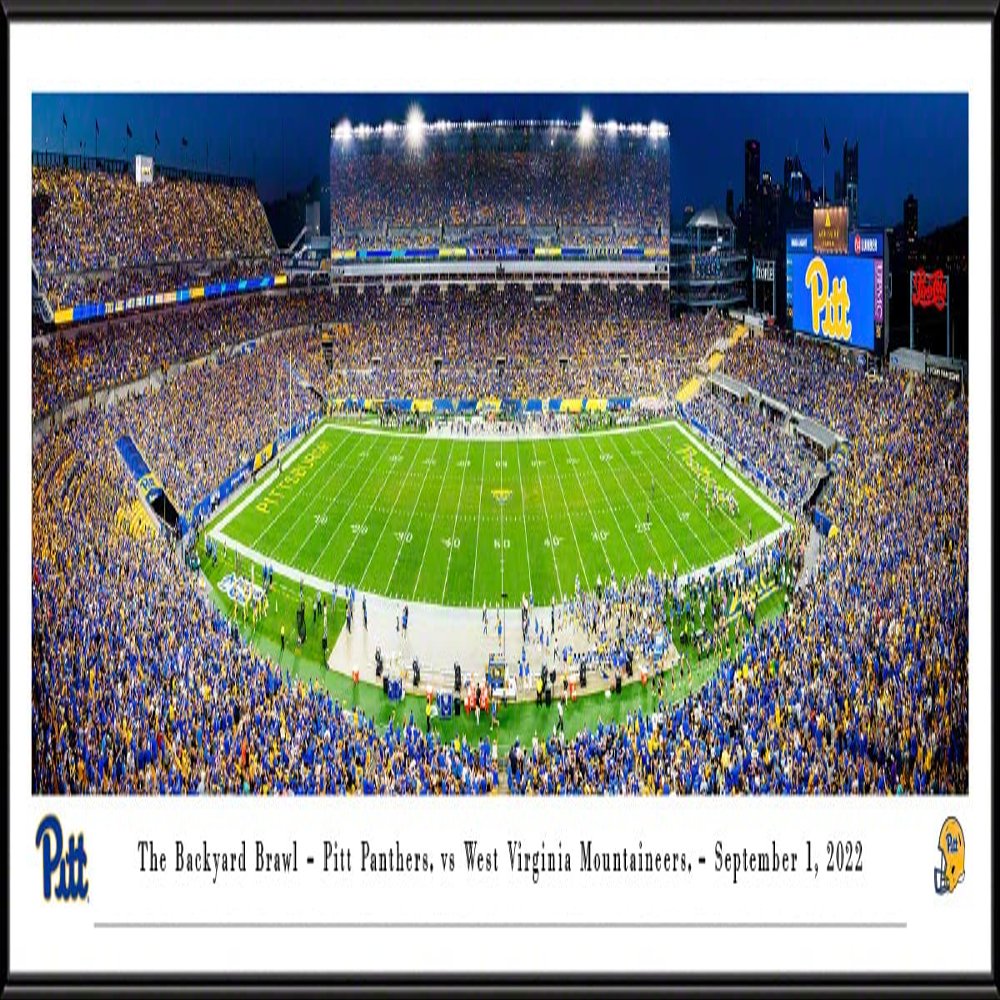Pitt Panthers Footballl, Backyard Brawl - 40.25x13.75-inch Standard Framed Print by Blakeway Panoramas