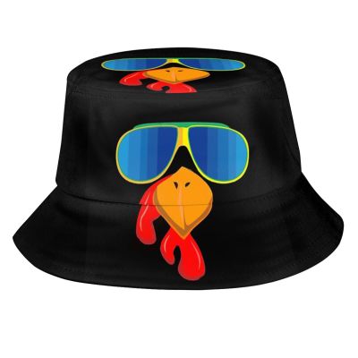 Kicoyuaz Thanksgiving Turkey Bucket Hat for Men Women, Fashion Unisex Print Funny Bucket Hat