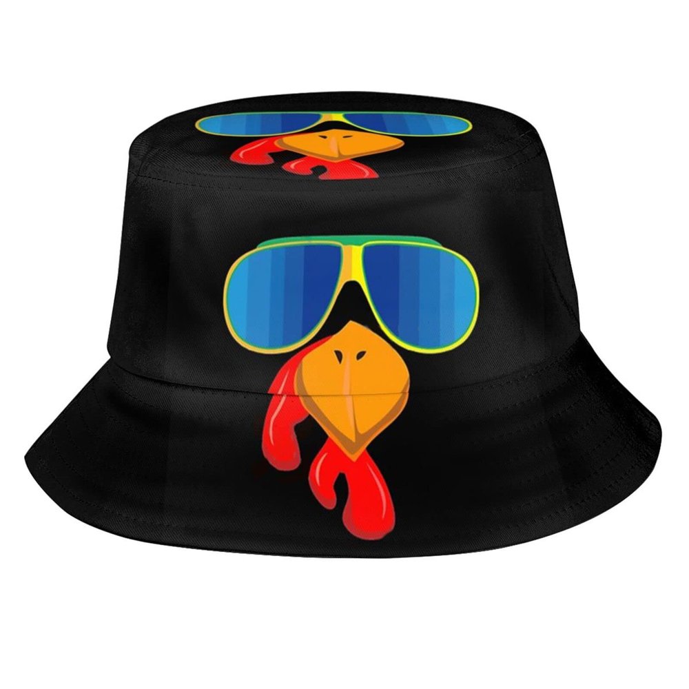 Kicoyuaz Thanksgiving Turkey Bucket Hat for Men Women, Fashion Unisex Print Funny Bucket Hat