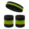 COUVER Sweatband Set Sports Headband Wristband Set Terry Cloth Moisture Wicking Sweat Absorbing Wrist Sweatbands Head Sweatband, Black/Bright Lime Green/Black view 1