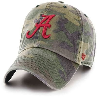 47 Alabama Hat (UA Crimson Tide) Mens Womens Clean Up Adjustable Cap, Camo, One Size