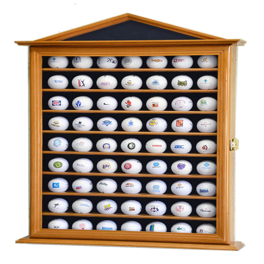 63 Golf Ball Designer Display Case Cabinet (Oak)