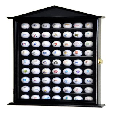 63 Golf Ball Designer Display Case Cabinet (Black)