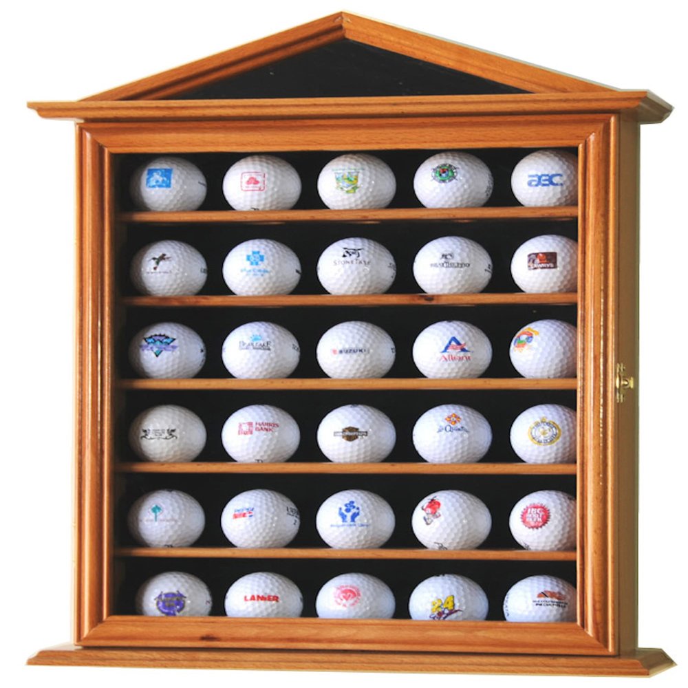 30 Golf Ball Designer Display Case Cabinet (Oak)