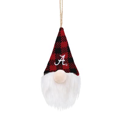 Alabama Crimson Tide NCAA Plaid Hat Plush Gnome Ornament