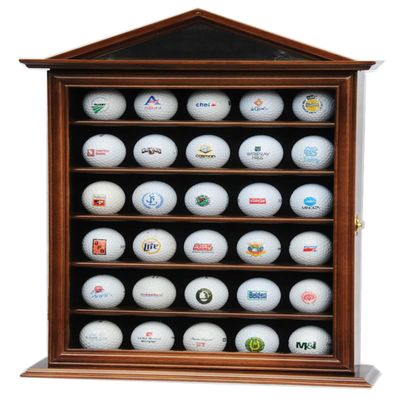 30 Golf Ball Designer Display Case Cabinet (Walnut)