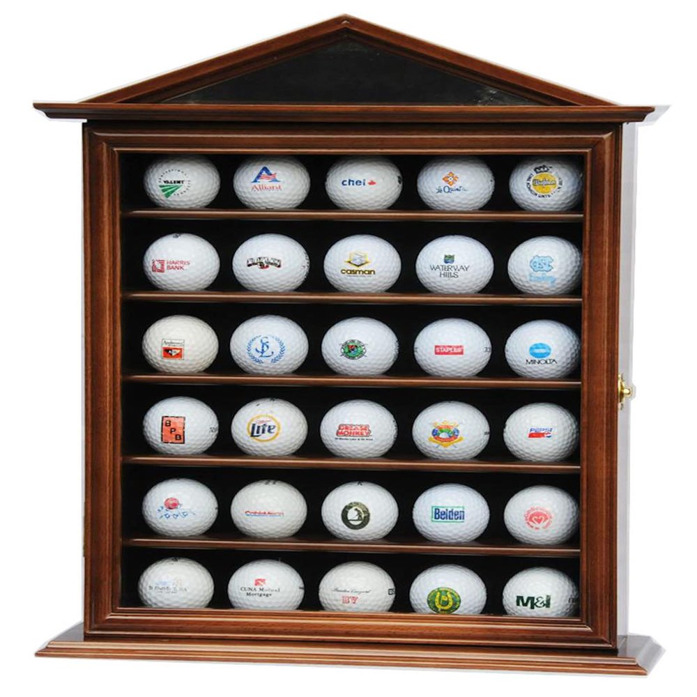 30 Golf Ball Designer Display Case Cabinet (Walnut)