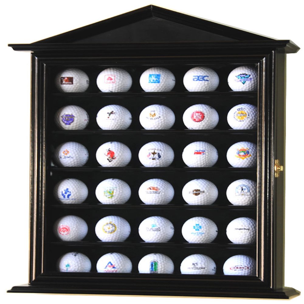 30 Golf Ball Designer Display Case Cabinet (Black)