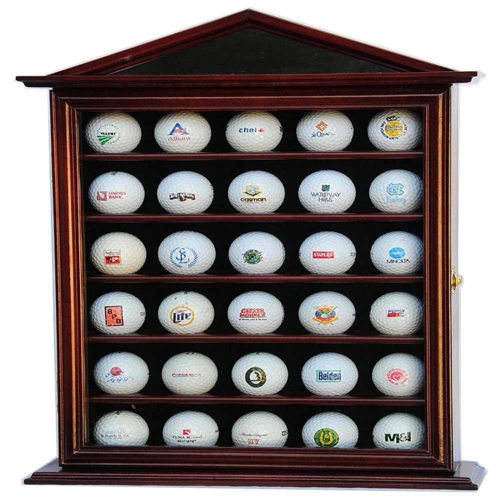 30 Golf Ball Designer Display Case Cabinet (Cherry)