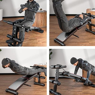Sit Up Bench Adjustable Incline Bench Multifunctional Ab Workout Equipment Foldable Slant Board for Home Gym (Color : Black, Size : 128 * 30 * 60cm)
