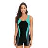 BOMBIKINI Swimwear Women's Boyleg One Piece Swimsuit Competitive Bathing Suit Sports Swimming Open Back Swimsuit,Black Green,us12 view 1
