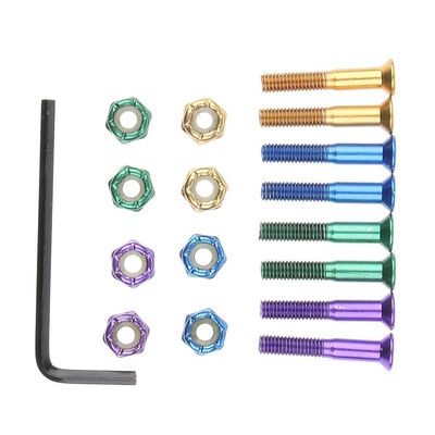 8 Replacement Skateboard Longboard Screw Nut Flat Head Mounting Kit with Wrench, D 25mm