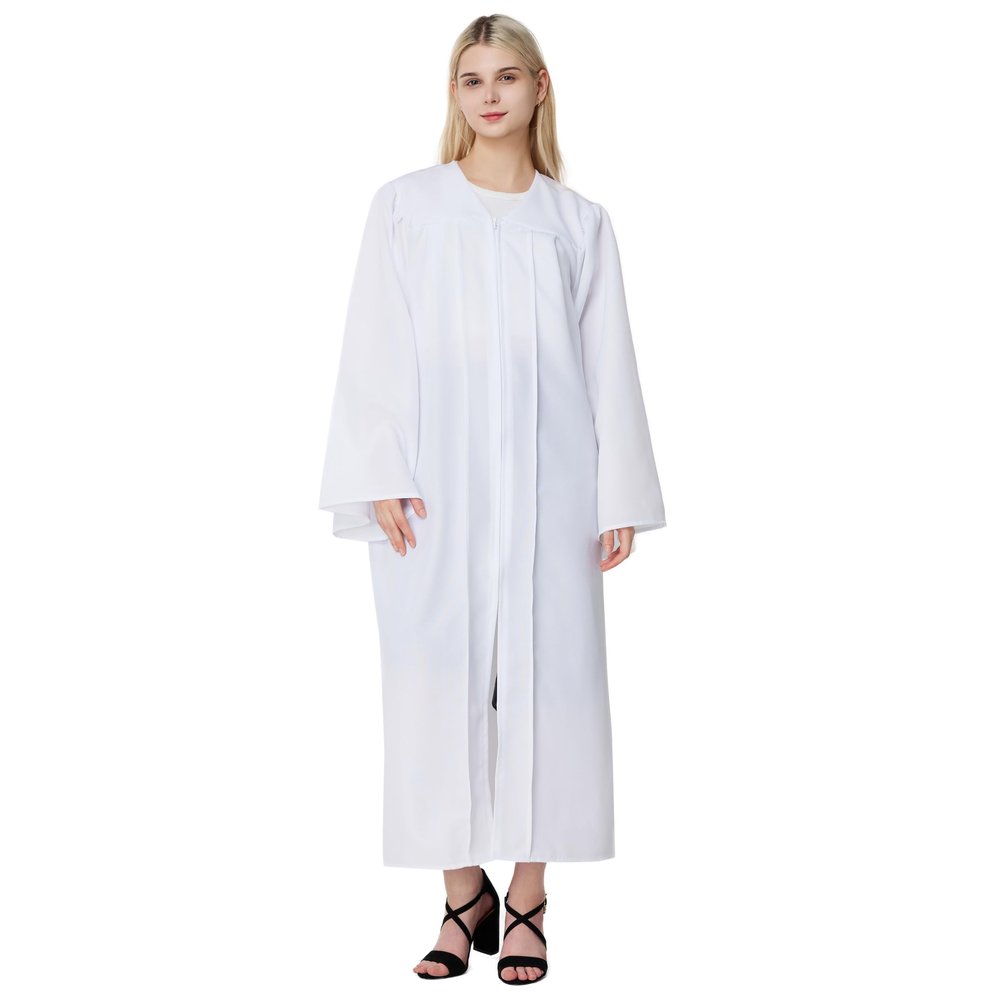 Unisex Matte Choir Robes for Church & Graduation - White Pulpit & Judge Robes