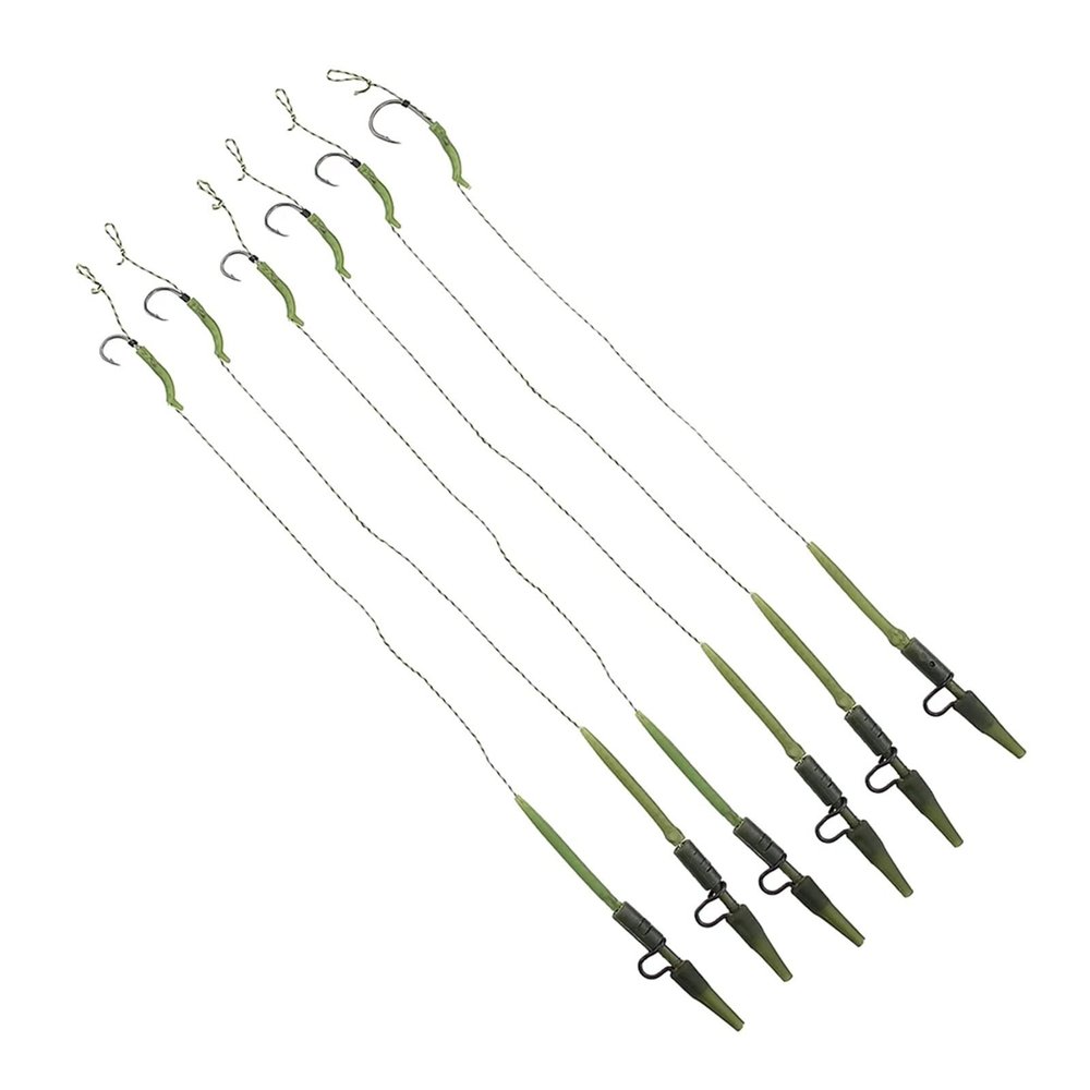 moisture Portable Circle Fish Hooks Set 6 PCS Fish Hook Link Kit Hair Rig with Safety Lead Clips Hook Size 2 4 6 8 Fishing Hook Set (Color : 6, Size : 6 PCS)