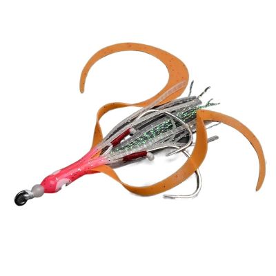 moisture Portable Circle Fish Hooks Set 10pcs/lot Glow Assist Hooks with Squid Skirts Lumious Slow Jig Silicone Skirt Fishing Hook Sea Fishing Accessories Fishing Hook Set (Color : B, Size : 10pcs)
