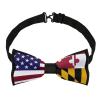 American and Maryland State Flag Mens Polyster Bow Ties Adjustable Pre-Tied Bowties Tuxedo Wedding Work view 4