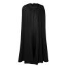 tuduoms Women's Gothic Hooded Trench Coat Renaissance Witch Cosplay Cape Halloween Costumes Long Poncho Cape Maxi Cloak Coat Black view 4