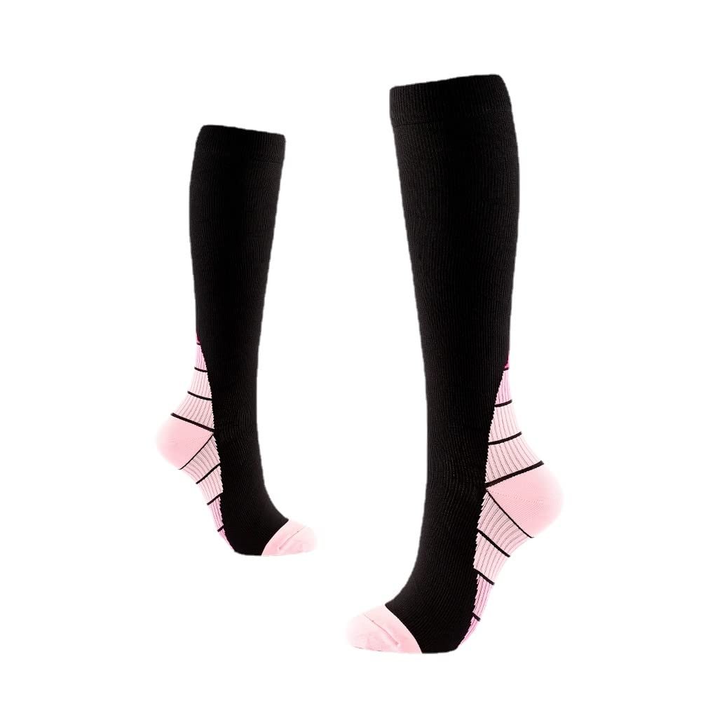 Drincoshow Sports Compression Socks Compression Stockings Men's and Women's Cycling Socks Athletic Socks (L/XL,Pink)
