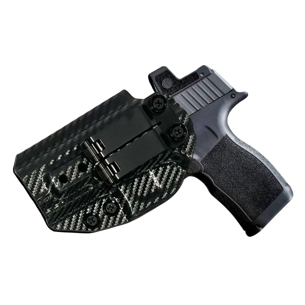 HolsterBuilder Compatible with Glock 43 (43/43x) Inside Waistband Holster - Black Carbon Fiber - Holster Accessories for Men & Women
