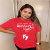 Christmas Pregnancy Shirt Merry and Pregnant Funny Cute Maternity Tees Xmas Graphc Pregnancy Announcement Short Sleeve Tops view 4