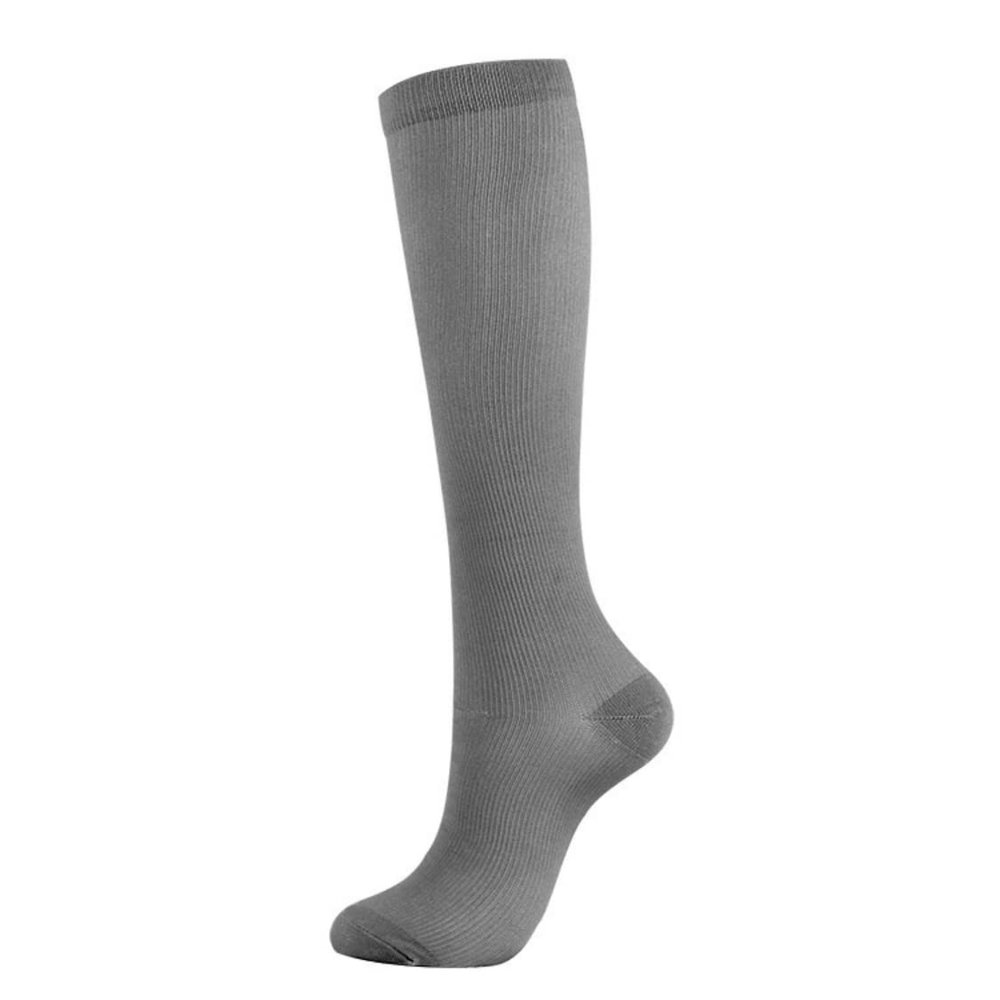 Drincoshow Copper Fiber Compression Socks Nylon Pressure Outdoor Sports Socks Multi-Color Sequential Socks (L/XL,Gray)