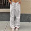 Women's Cargo Pants Low Waist Leisure Jogging Light Hiking Sporty Workout Wide Leg Baggy Trekking Pocket Streetwear(L-White) view 3