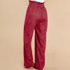 Cocoarm Women Wide Leg Casual Pants Elegant Long Lounge Palazzo with Belt Straight Loose(S-Wine red) view 2