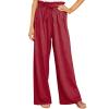 Cocoarm Women Wide Leg Casual Pants Elegant Long Lounge Palazzo with Belt Straight Loose(XXL-Wine red) view 1