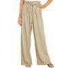 Cocoarm Women Wide Leg Casual Pants Elegant Long Lounge Palazzo with Belt Straight Loose(XXL-Khaki) view 1