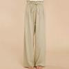 Cocoarm Women Wide Leg Casual Pants Elegant Long Lounge Palazzo with Belt Straight Loose(XXL-Khaki) view 2