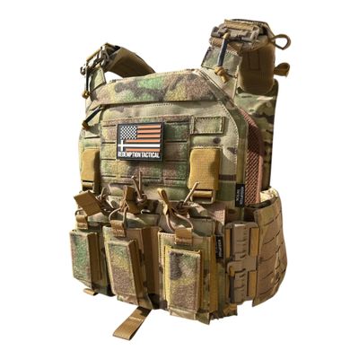 Redemption Crusader 2.0 Laser Cut Molle Quick Release Buckles Hunting Airsoft Vest with Side Cummerbund Pouches and (Multicam Cordura)