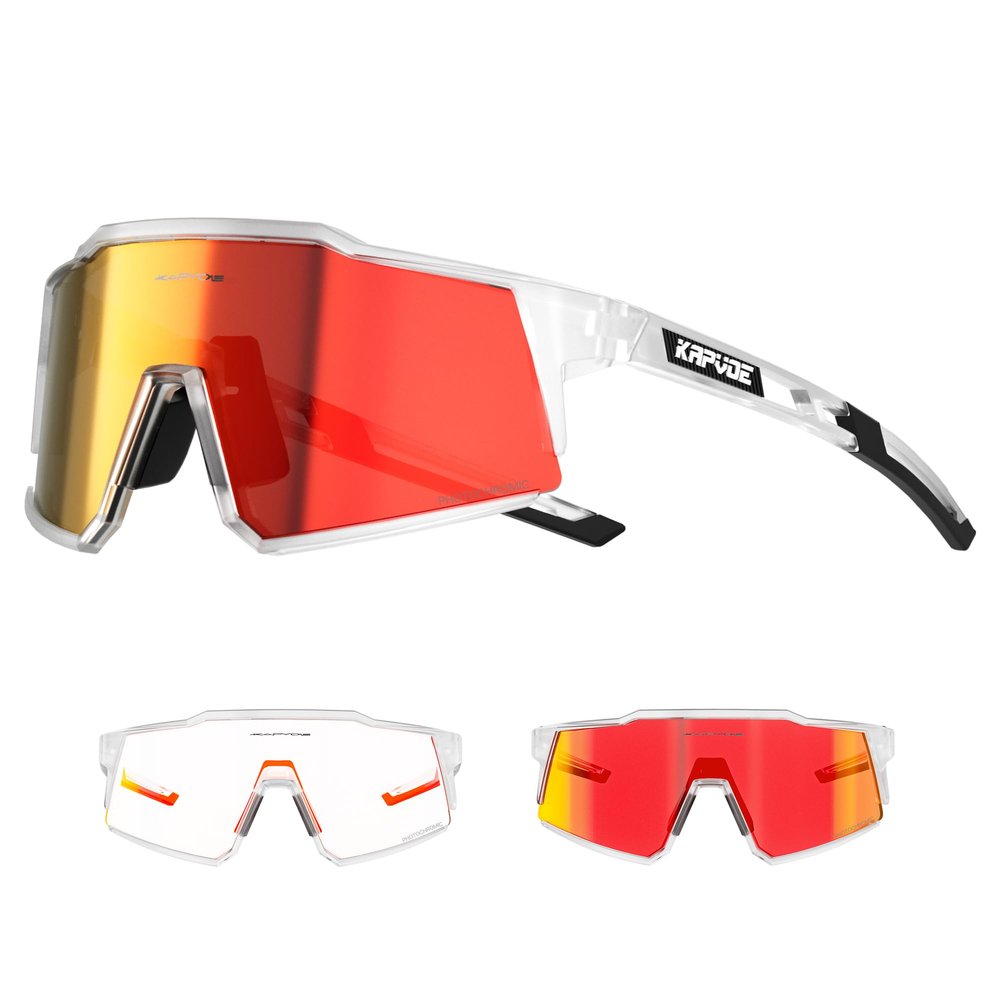 KAPVOE Photochromic Cycling Glasses MTB Clear Mountain Bike Transition Bicycle Sunglasses for Men Women - K9022