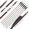 28"/30" Pure Carbon Wood Archery Spine 400/500/600 with Removable Tip 4" True Feather Arrows for Recurve and Compound Bows and Traditional Bow Hunting Target Practice (6 Pack) (28 inches,Spine 600) view 1