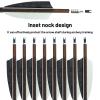 28"/30" Pure Carbon Wood Archery Spine 400/500/600 with Removable Tip 4" True Feather Arrows for Recurve and Compound Bows and Traditional Bow Hunting Target Practice (6 Pack) (28 inches,Spine 600) view 4
