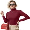 NY Threads Women's Turtleneck Long Sleeve Shirt Slim Fit Thermal Base Layer Tops 1 Pack, Medium, Red view 1